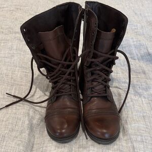 Brown Lace-Up Combat Boots
